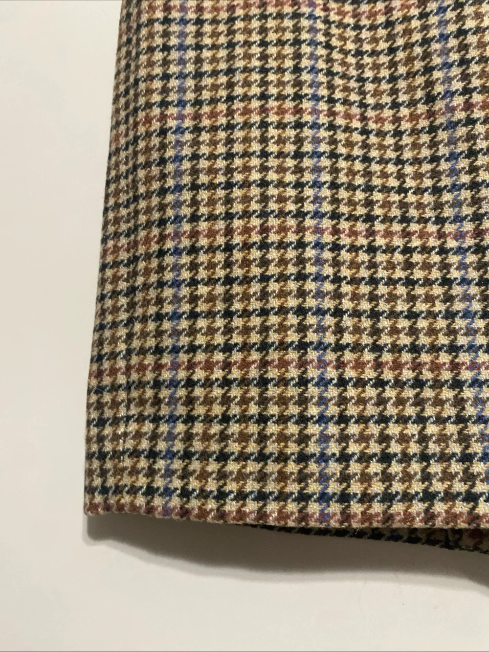 J. Crew Houndstooth Mini Skirt in Brown with Navy and Rust Accents